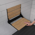 Alfi Brand Black Matte 17" Wide Foldable Teak Shower Seat with Backrest ABS17-BM